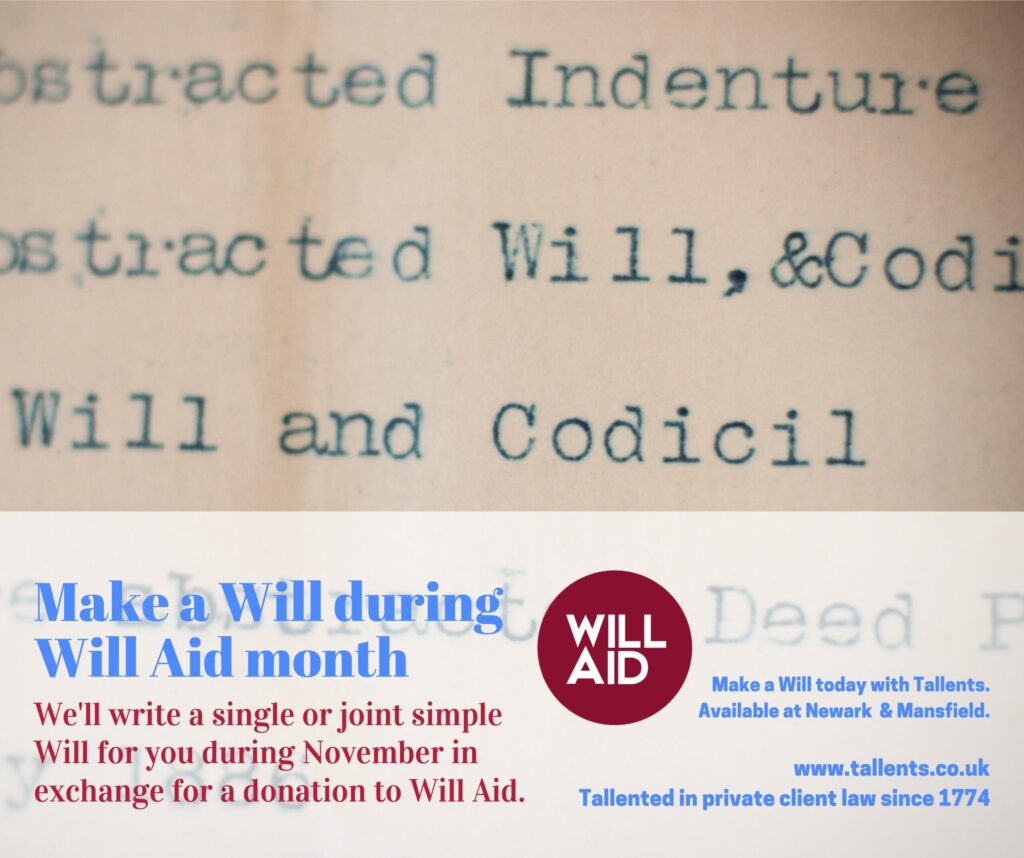 Tallents Solicitors have launched Will Aid again