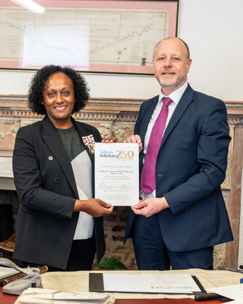 Lord-Lieutenant Professor Veronica Pickering visits Tallents Solicitors to mark their 250 Anniversary