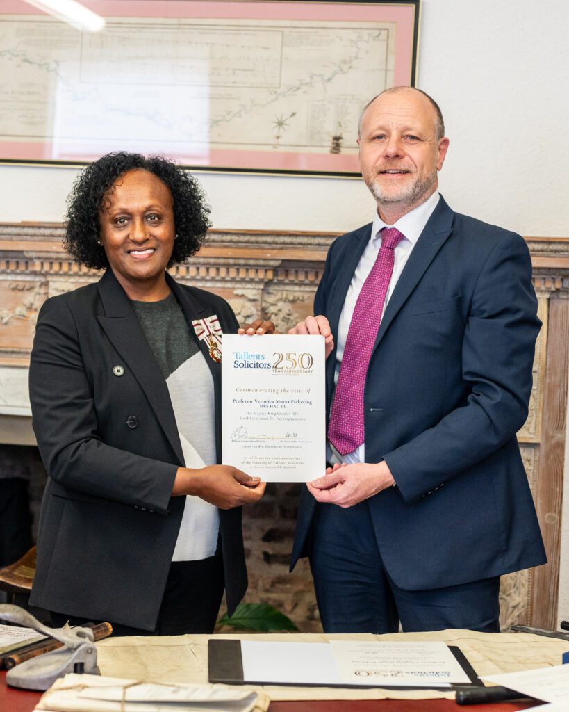 Lord-Lieutenant Professor Veronica Pickering visits Tallents Solicitors to mark their 250 Anniversary 